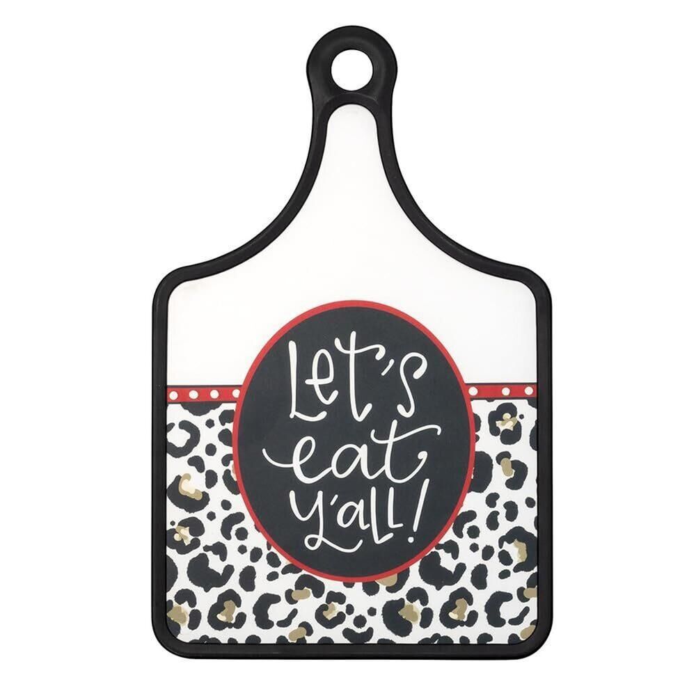 Let's Eat Y'all Cheese Board Serving Tray with Handle, 12 x 7.5-Inches